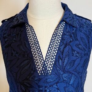 Laundry By Shelli Segal Royal Blue Lace Sleeveless Blouse Size S